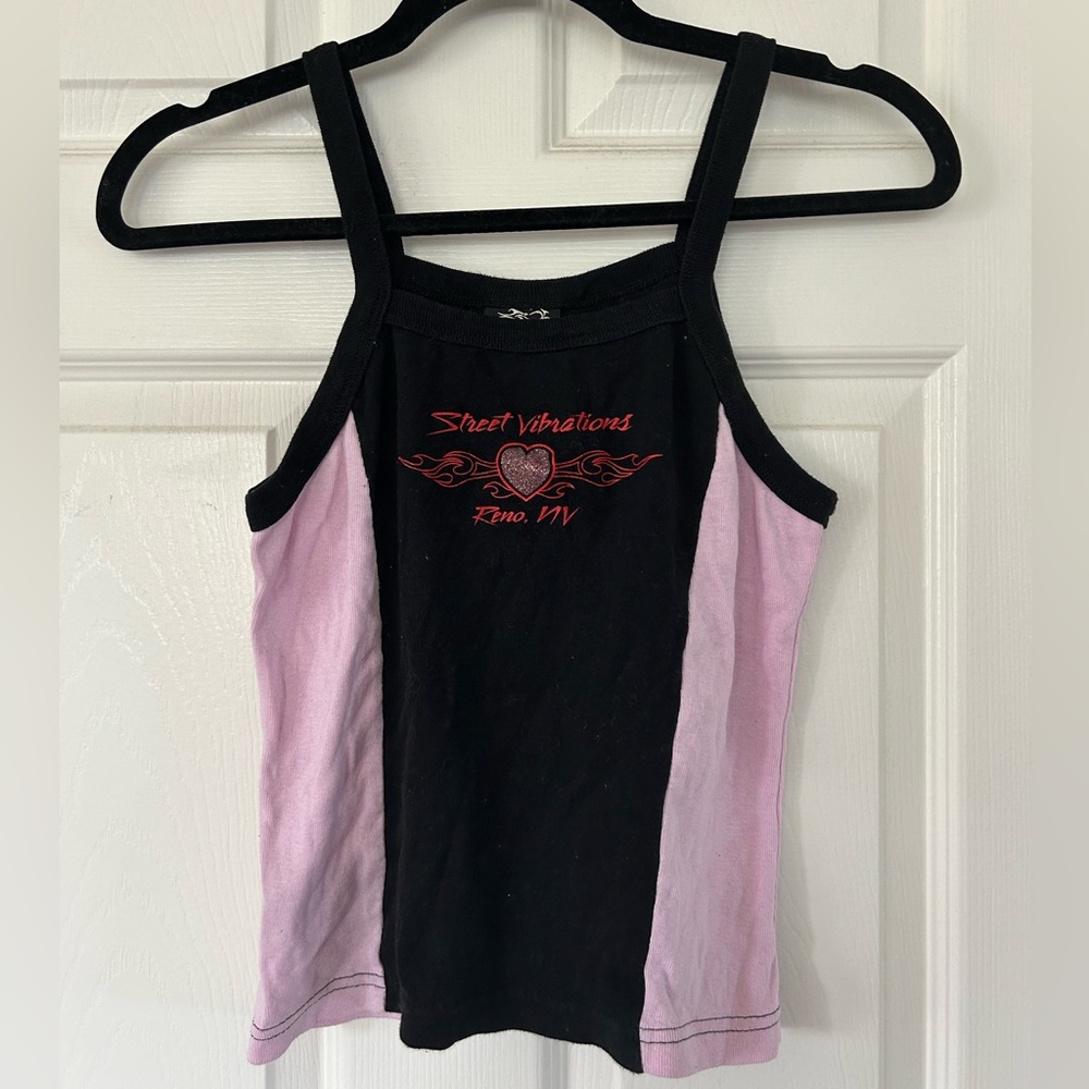 Black and Pink Graphic Tank Top